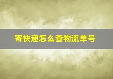 寄快递怎么查物流单号