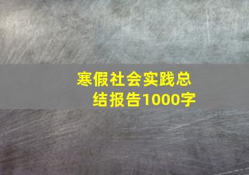 寒假社会实践总结报告1000字