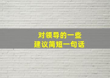 对领导的一些建议简短一句话