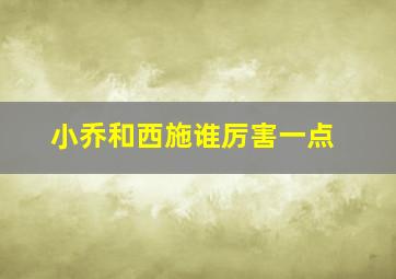 小乔和西施谁厉害一点