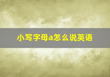 小写字母a怎么说英语