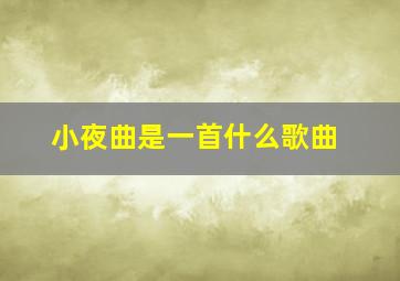 小夜曲是一首什么歌曲