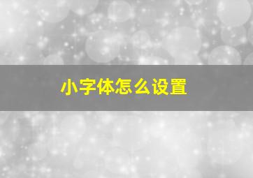 小字体怎么设置