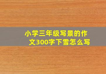 小学三年级写景的作文300字下雪怎么写