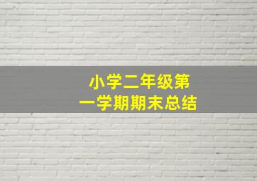 小学二年级第一学期期末总结