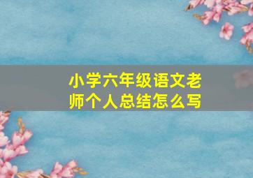 小学六年级语文老师个人总结怎么写