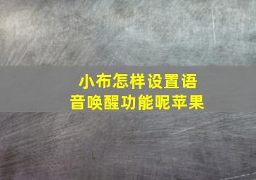 小布怎样设置语音唤醒功能呢苹果