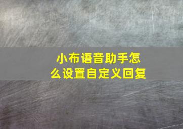 小布语音助手怎么设置自定义回复