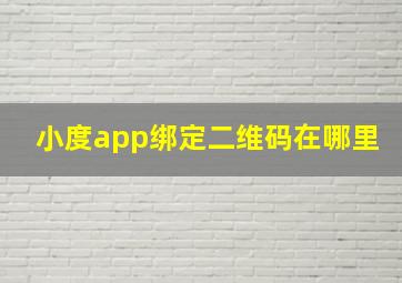 小度app绑定二维码在哪里