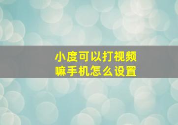 小度可以打视频嘛手机怎么设置