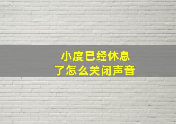 小度已经休息了怎么关闭声音