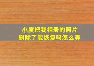 小度把我相册的照片删除了能恢复吗怎么弄