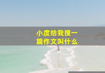 小度给我搜一篇作文叫什么