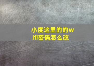 小度这里的的wifi密码怎么改