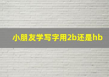 小朋友学写字用2b还是hb