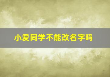 小爱同学不能改名字吗