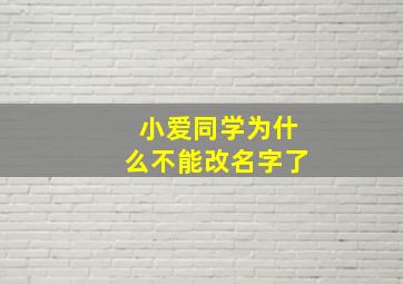 小爱同学为什么不能改名字了