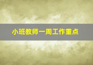 小班教师一周工作重点