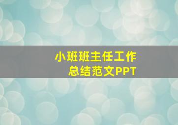 小班班主任工作总结范文PPT