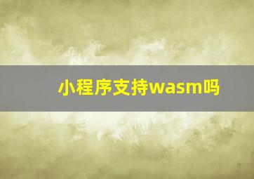 小程序支持wasm吗