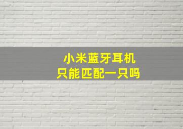 小米蓝牙耳机只能匹配一只吗