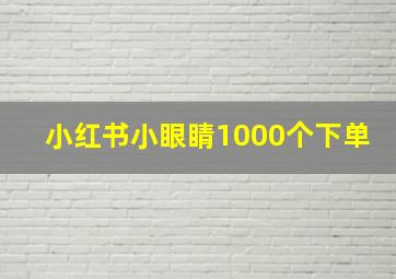 小红书小眼睛1000个下单