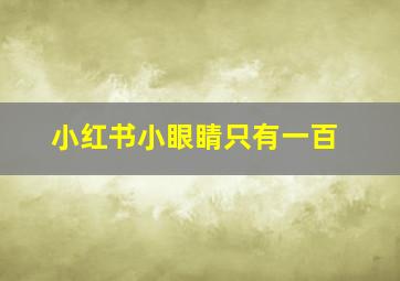 小红书小眼睛只有一百