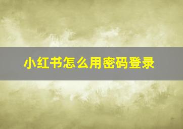 小红书怎么用密码登录