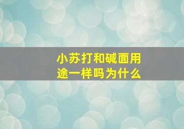 小苏打和碱面用途一样吗为什么