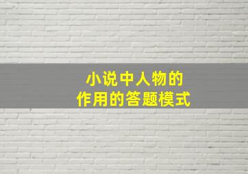 小说中人物的作用的答题模式