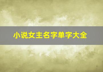 小说女主名字单字大全