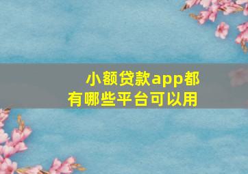 小额贷款app都有哪些平台可以用