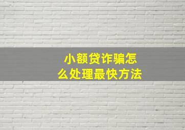 小额贷诈骗怎么处理最快方法