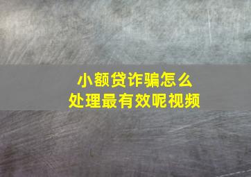 小额贷诈骗怎么处理最有效呢视频