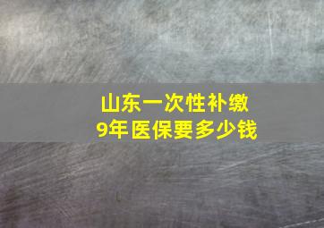 山东一次性补缴9年医保要多少钱