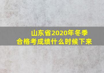 山东省2020年冬季合格考成绩什么时候下来