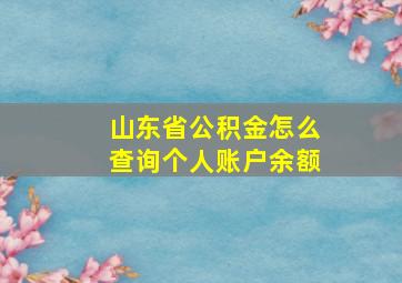 山东省公积金怎么查询个人账户余额