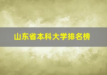 山东省本科大学排名榜