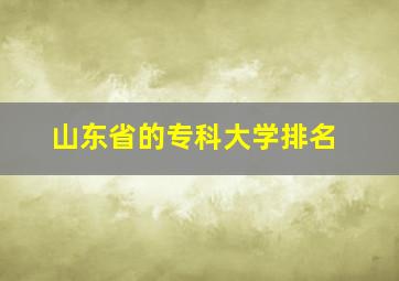 山东省的专科大学排名