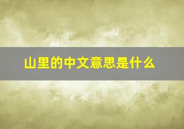 山里的中文意思是什么