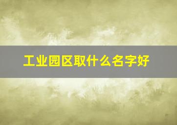 工业园区取什么名字好