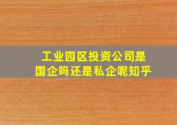 工业园区投资公司是国企吗还是私企呢知乎