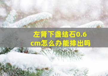 左肾下盏结石0.6cm怎么办能排出吗