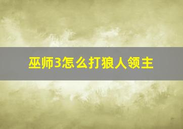 巫师3怎么打狼人领主