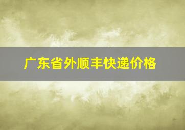 广东省外顺丰快递价格