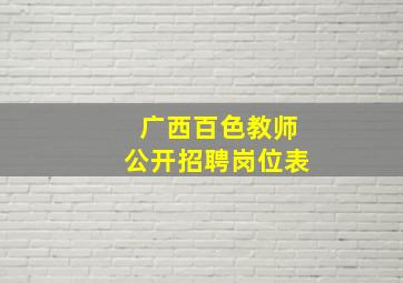 广西百色教师公开招聘岗位表