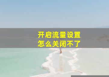 开启流量设置怎么关闭不了