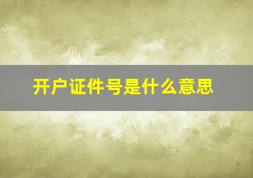 开户证件号是什么意思