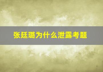 张廷璐为什么泄露考题