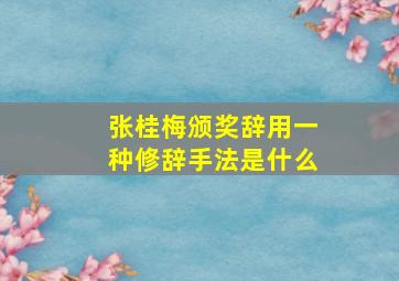 张桂梅颁奖辞用一种修辞手法是什么